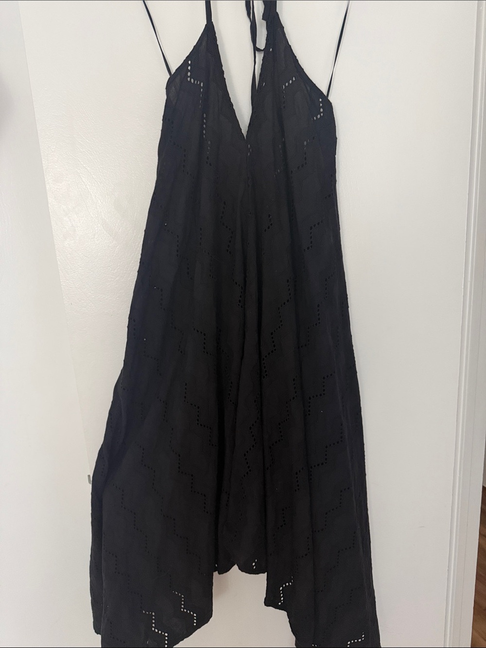lovestitch Black Eyelet Halter Mini Dress